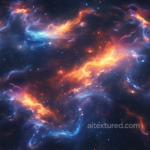 Space PBR Texture Featuring Glowing Galaxy Nebula Clouds seamless Star, space, planets PBR texture