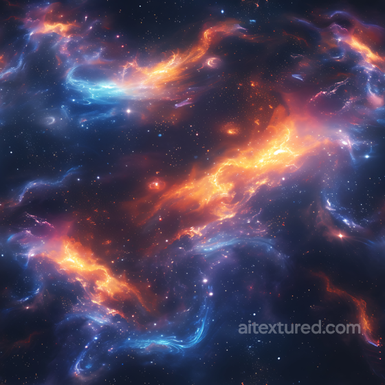 Space PBR Texture Featuring Glowing Galaxy Nebula Clouds Star, space, planets texture preview