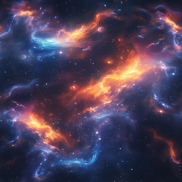 Space Featuring Glowing Galaxy Nebula Clouds seamless PBR texture preview