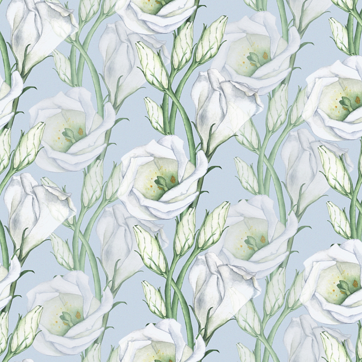 Wild Flower of White Wildflower Watercolor Fabric Pattern seamless PBR texture preview