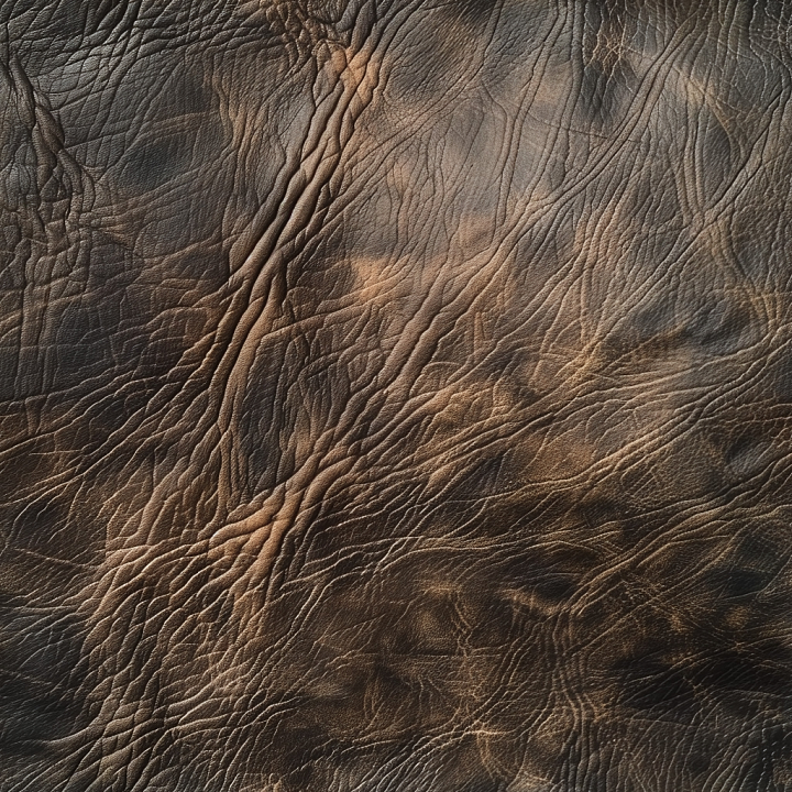 Distressed Vintage Brown Leather with Deep Wrinkles and Patina seamless PBR texture preview