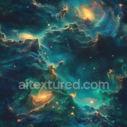 seamless Seamless 3D Space PBR Texture featuring Galactic Nebula with Glowing Starfield and Spiral Galaxies texture 8k free download PBR
