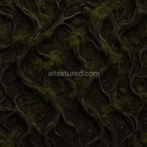Seamless 3d texture pbr 8k creepy moss covered twisted branches