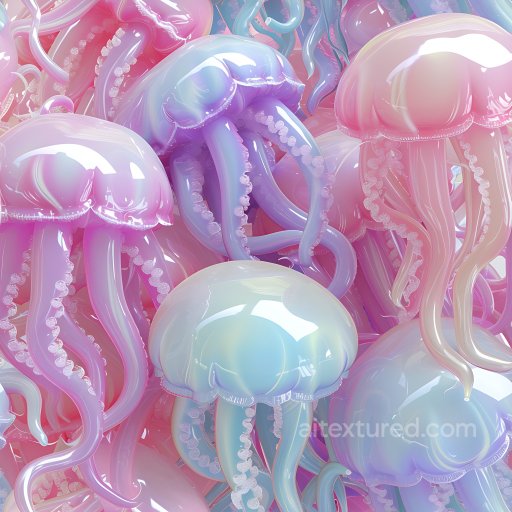 Inflated Jellyfish PBR Texture with Glossy Pastel Surfaces seamless Inflated PBR texture