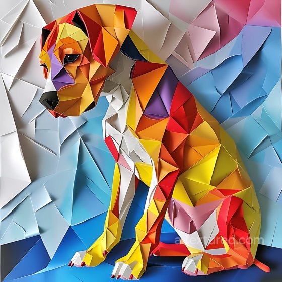 Animal Texture of Origami-Style Bolognese Dog with Multicolor Paper Folds Animal texture preview