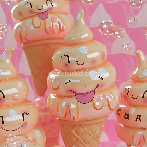 Seamless 3D Inflated Glossy Vinyl Texture with Soft Bubble Pattern in Warm Beige