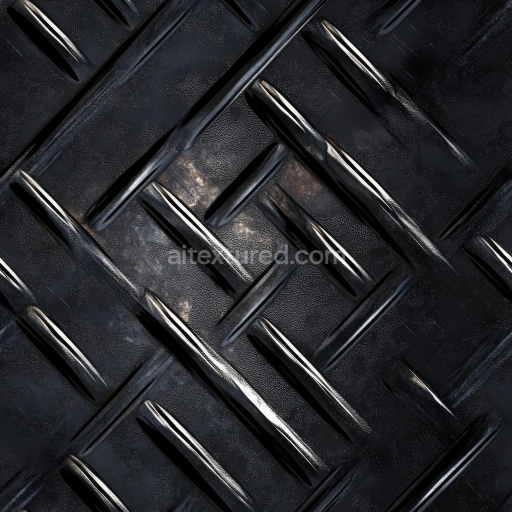 Preview — Seamless 3D PBR Dark Steel Diamond Plate Texture with Worn Highlights