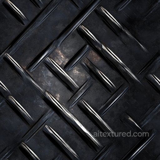 Dark Steel Diamond Plate Texture with Worn Highlights seamless Metal PBR texture