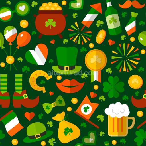 Seamless 3D PBR festive St Patrick digital paper pattern texture