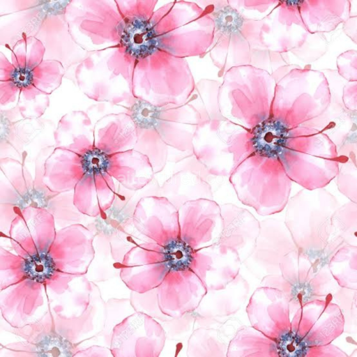 Seamless 3D PBR Pink Flower Watercolor Fabric Texture in Soft Pastel Style