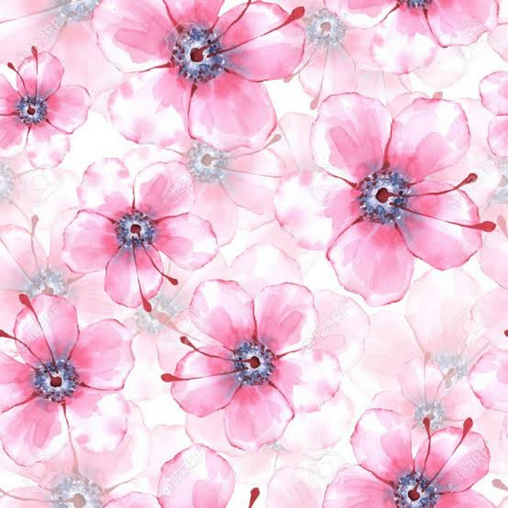 Pink Flower Watercolor Fabric in Soft Pastel Style seamless PBR texture preview