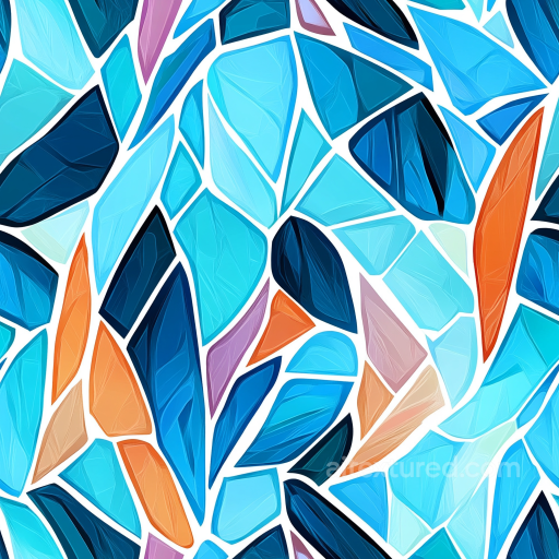 Mosaic PBR Texture of Irregular Blue and Orange Glass Shards seamless Mosaic PBR texture