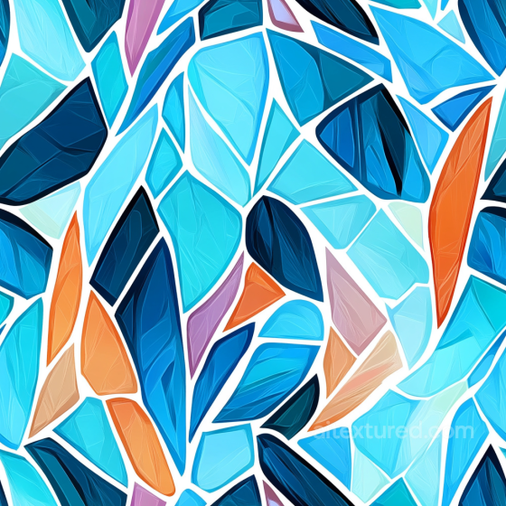 Mosaic PBR Texture of Irregular Blue and Orange Glass Shards Mosaic texture preview