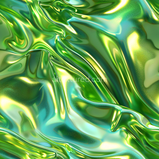 Seamless 3D PBR Texture Featuring Glossy Iridescent Green and Blue Draped Fabric Surface