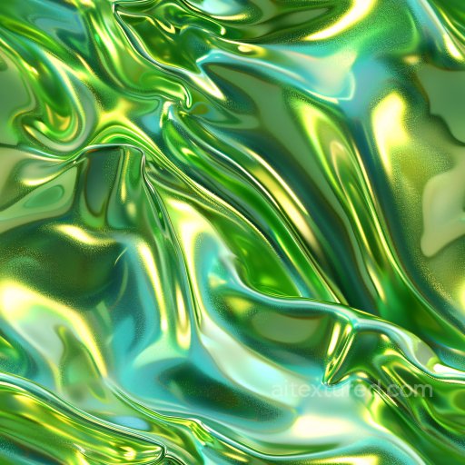 Seamless 3D PBR Texture Featuring Glossy Iridescent Green and Blue Draped Fabric Surface texture preview