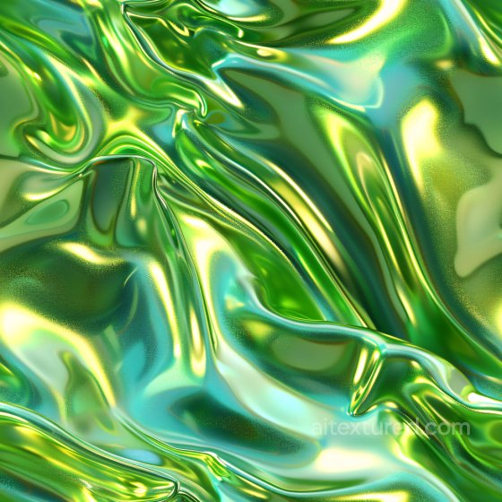Featuring Glossy Iridescent Green and Blue Draped Fabric Surface Glossy texture preview