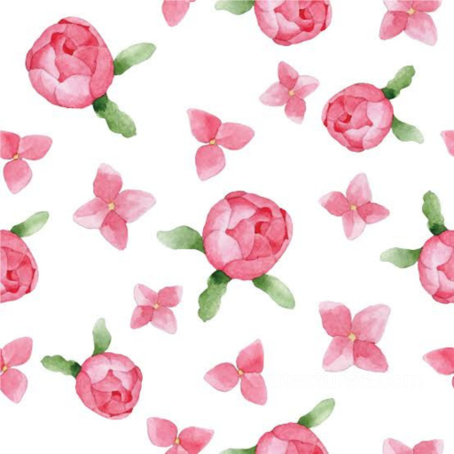 Pink Flower Texture of Pink Watercolor Flower Pattern on White seamless Pink Flower PBR texture
