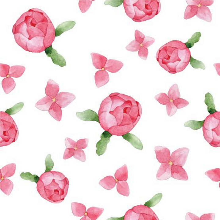 Pink Flower of Pink Watercolor Flower Pattern on White seamless PBR texture preview