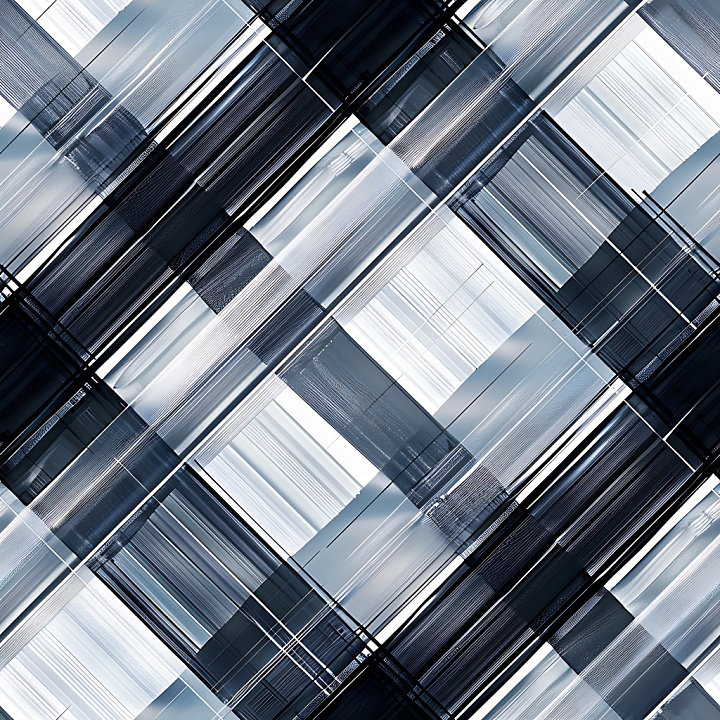 Plaid Patterned Satin Metal in Cool Blues seamless PBR texture preview