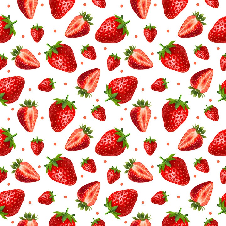with Realistic Strawberry Fruit Motifs seamless PBR texture preview