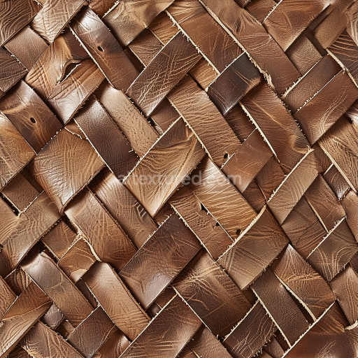 Preview — Seamless 3D Woven Distressed Brown Leather PBR Texture with Visible Grain and Scratches