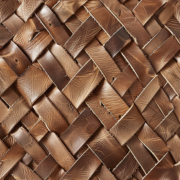 Woven Distressed Brown Leather with Visible Grain and Scratches seamless PBR texture preview