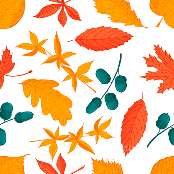 Stylized Autumn Leaves and Acorns in Warm Tones Seamless Texture Autumn Leaves texture preview