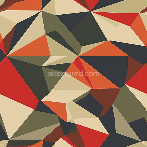 Seamless 3D Polygonal Camouflage PBR Texture with Bold Earth and Red Tones