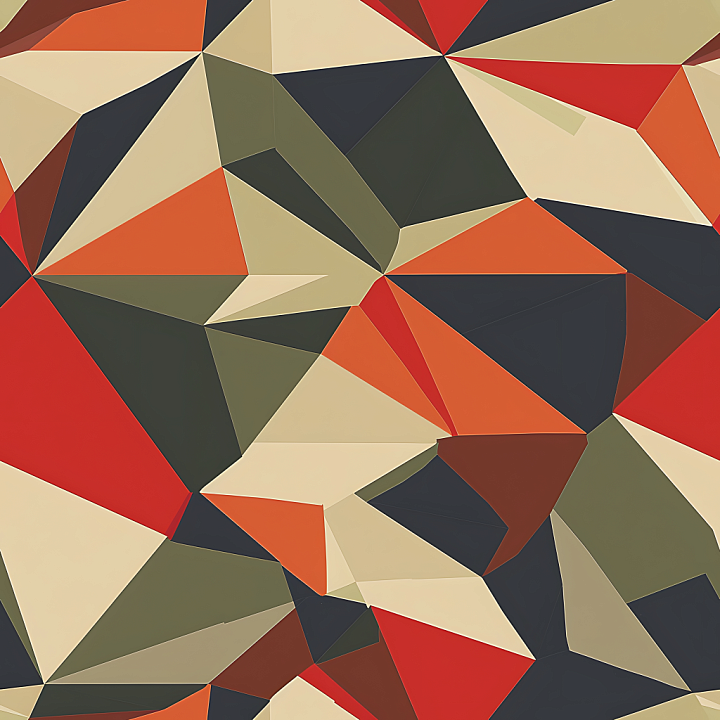 Polygonal Camouflage with Bold Earth and Red Tones seamless PBR texture preview