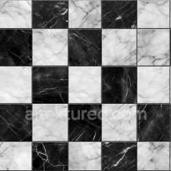 seamless Seamless 3D PBR Texture of Black and White Checkered Marble Floor with Elegant Veins texture 8k free download PBR