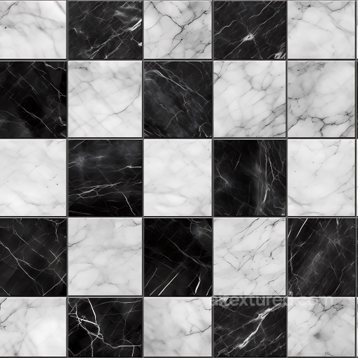 Black and White Checkered Marble Floor Seamless Texture with Elegant Veins seamless Marble PBR texture