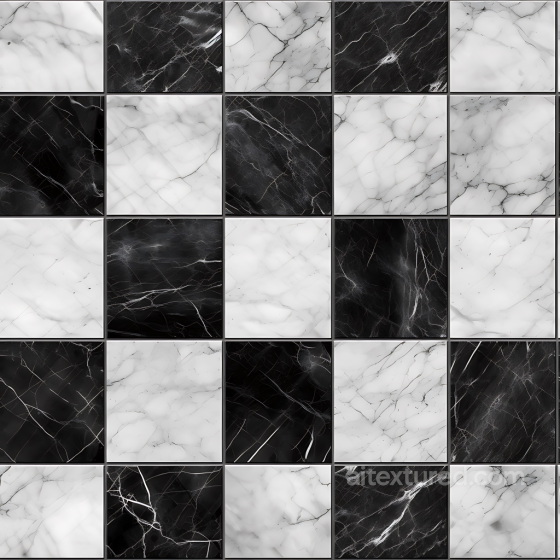 Black and White Checkered Marble Floor Seamless Texture with Elegant Veins Marble texture preview