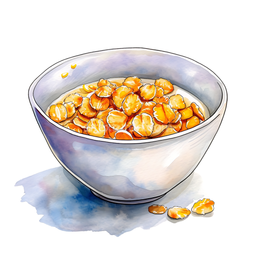 Watercolor Style Barley Flakes Cereal Breakfast Bowl Illustration