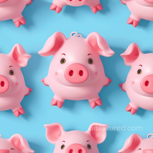 Inflated PBR Texture of Pink Piggy Bank Model with Glossy Finish seamless Inflated PBR texture