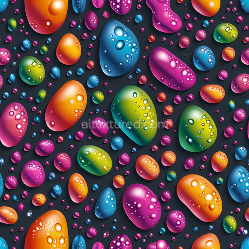 Seamless 3D PBR Inflated Colorful Bubble Panels Texture with Glossy Drops