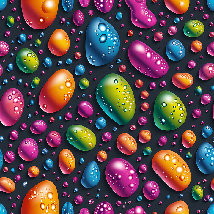 Inflated Colorful Bubbles with Water Droplets seamless PBR texture preview