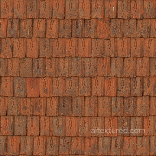Clay Roof - Weathered Uneven Clay Roof Tiles seamless Roofing PBR texture