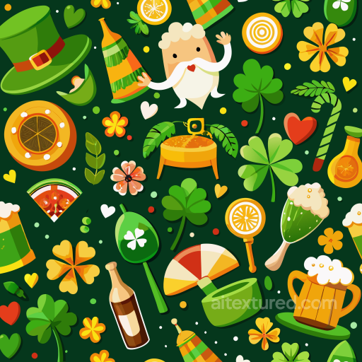 Digital Paper Texture with St Patrick Themed Illustrations seamless St patrick digital paper bundle PBR texture