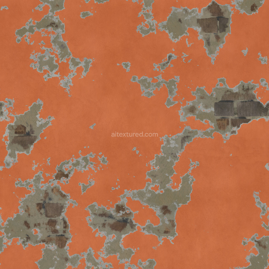 Seamless painted plaster texture with vibrant orange background