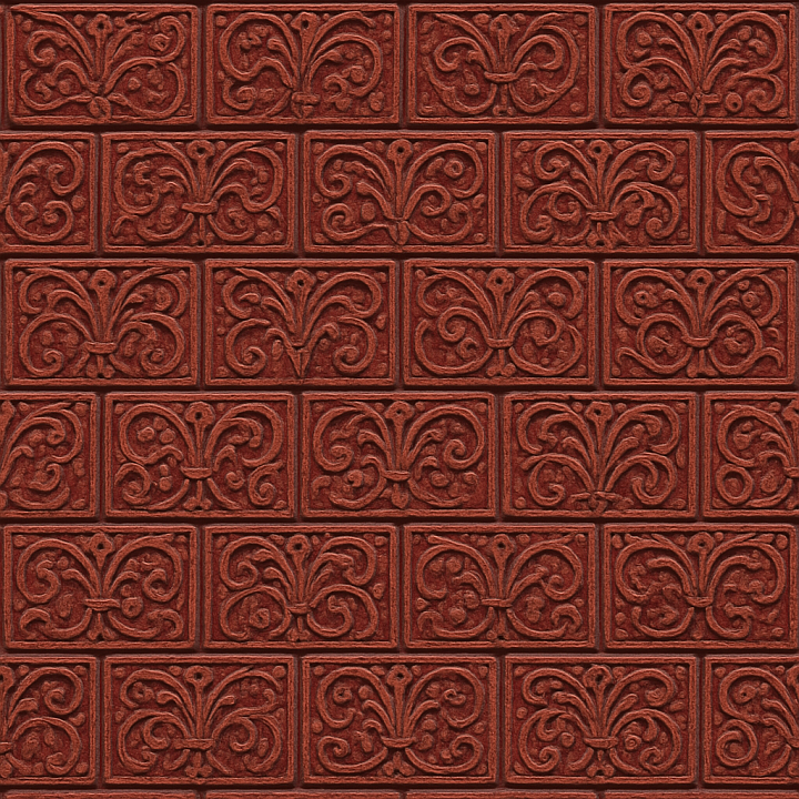 Ornate Red Brick seamless PBR texture preview