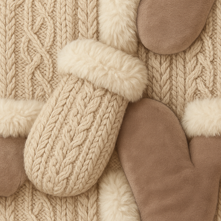Warm Wool Mittens Knit Festive Cozy Textile seamless PBR texture preview