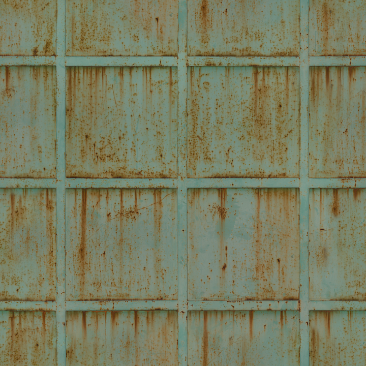 Rusty Metal - Metal Painted Rusty Metal Grid seamless PBR texture preview