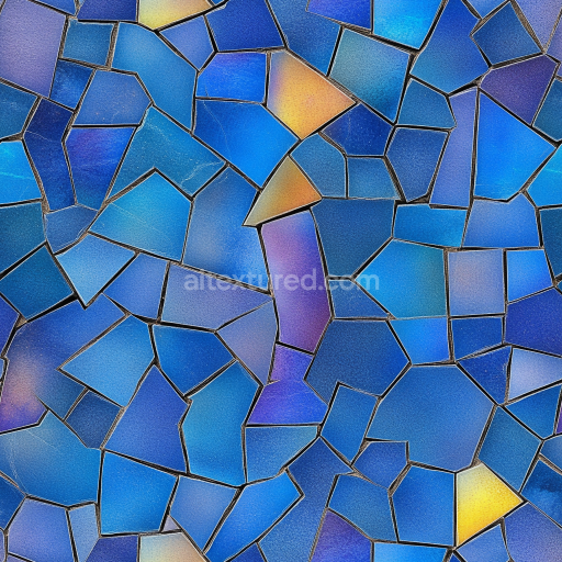 Seamless 3D Mosaic PBR Texture with Irregular Blue Glass Tiles and Subtle Color Shifts texture preview