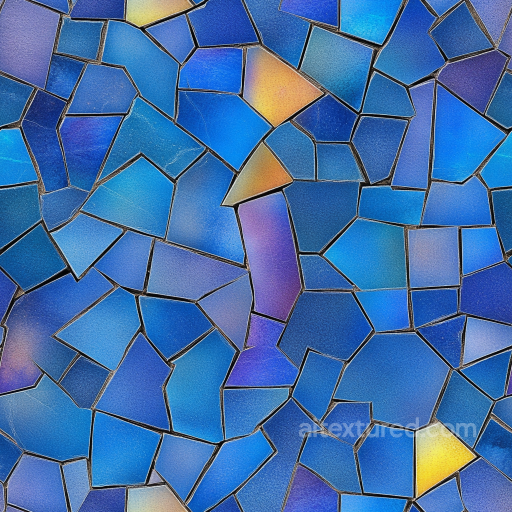 Mosaic PBR Texture with Irregular Blue Glass Tiles and Subtle Color Shifts seamless Mosaic PBR texture