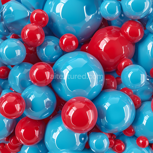 Seamless 3D Inflated PBR Texture of Glossy Red and Blue Inflated Spheres