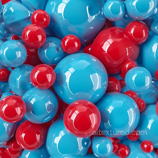 Inflated PBR Texture of Glossy Red and Blue Inflated Spheres seamless Inflated PBR texture