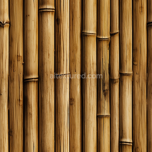 Seamless 3D PBR Bamboo Texture Featuring Vertical Natural Tan Culms