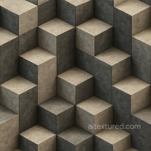 Isometric Cubes Optical Illusion seamless Patterns PBR texture