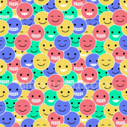 seamless Seamless 3D PBR Texture with Colorful Happy Face Pattern texture 8k free download PBR