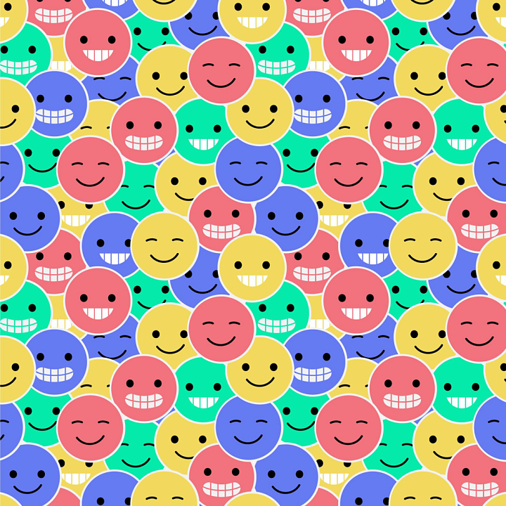 with Colorful Happy Face Pattern seamless PBR texture preview